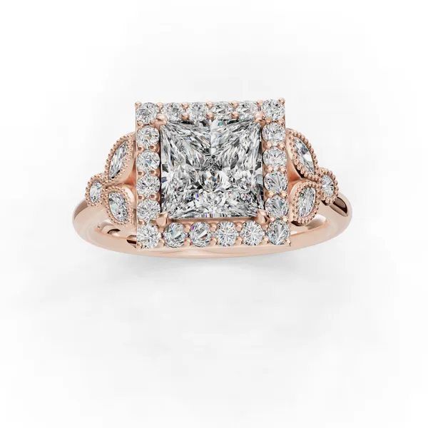 14K Rose Gold Princess Engagement Ring Setting Image 4 SVS Fine Jewelry Oceanside, NY