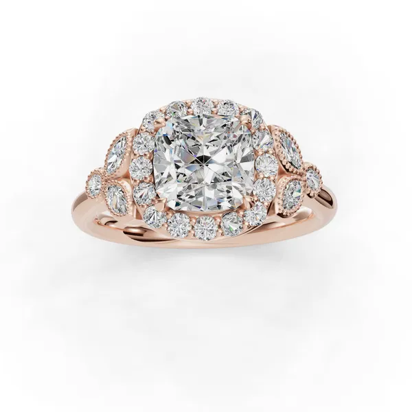 14K Rose Gold Cushion Engagement Ring Setting Image 4 SVS Fine Jewelry Oceanside, NY
