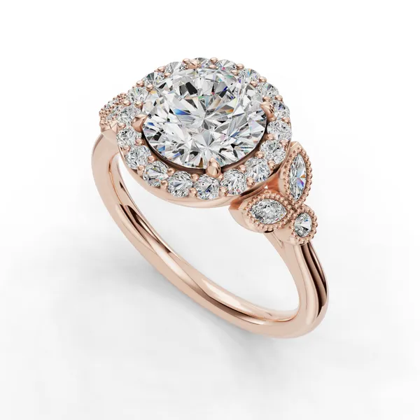 14K Rose Gold Round Engagement Ring Setting SVS Fine Jewelry Oceanside, NY