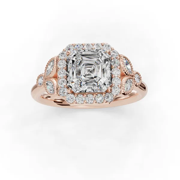 14K Rose Gold Asscher Engagement Ring Setting Image 4 SVS Fine Jewelry Oceanside, NY