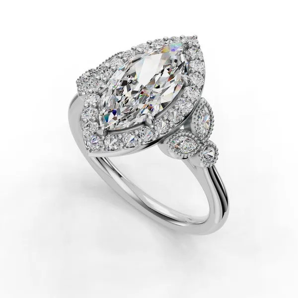 14K White Gold Marquise Engagement Ring Setting SVS Fine Jewelry Oceanside, NY