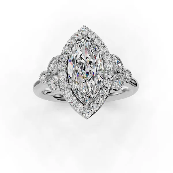 14K White Gold Marquise Engagement Ring Setting Image 4 SVS Fine Jewelry Oceanside, NY