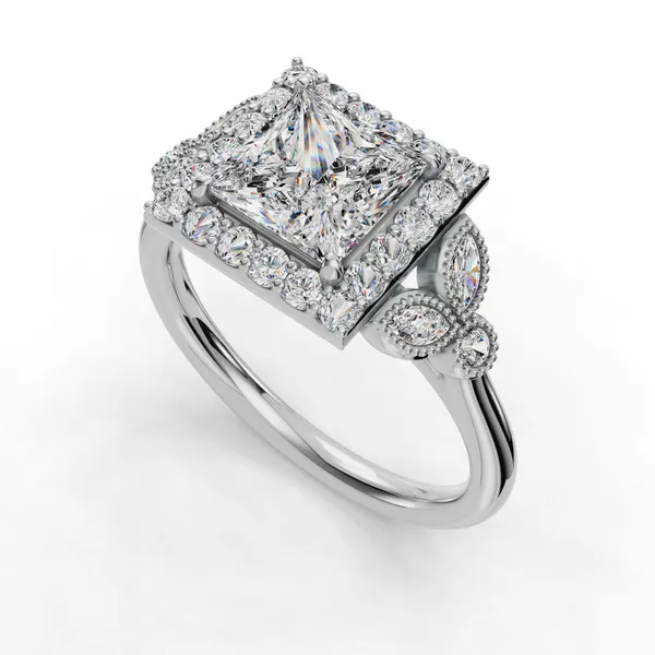 14K White Gold Princess Engagement Ring Setting SVS Fine Jewelry Oceanside, NY