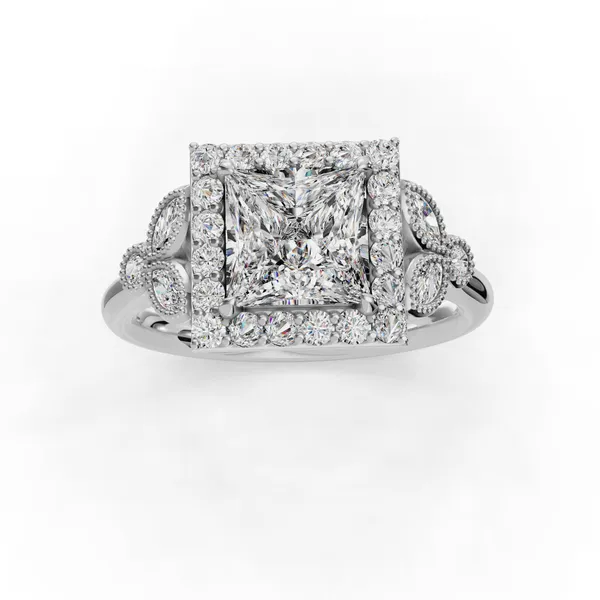 14K White Gold Princess Engagement Ring Setting Image 4 SVS Fine Jewelry Oceanside, NY