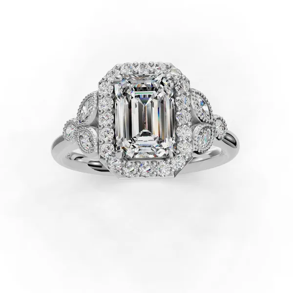 14K White Gold Emerald Engagement Ring Setting Image 4 SVS Fine Jewelry Oceanside, NY