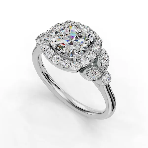 14K White Gold Cushion Engagement Ring Setting SVS Fine Jewelry Oceanside, NY