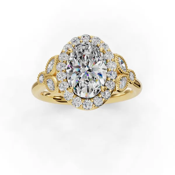 14K Yellow Gold Oval Engagement Ring Setting Image 4 SVS Fine Jewelry Oceanside, NY