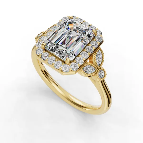 14K Yellow Gold Radiant Engagement Ring Setting SVS Fine Jewelry Oceanside, NY