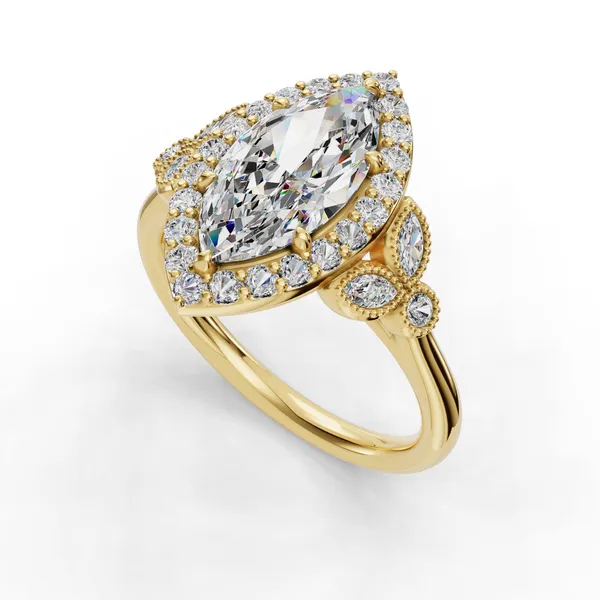 14K Yellow Gold Marquise Engagement Ring Setting SVS Fine Jewelry Oceanside, NY