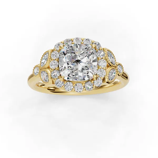 14K Yellow Gold Cushion Engagement Ring Setting Image 4 SVS Fine Jewelry Oceanside, NY