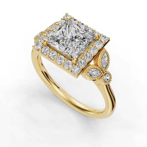 14K Yellow Gold Princess Engagement Ring Setting SVS Fine Jewelry Oceanside, NY