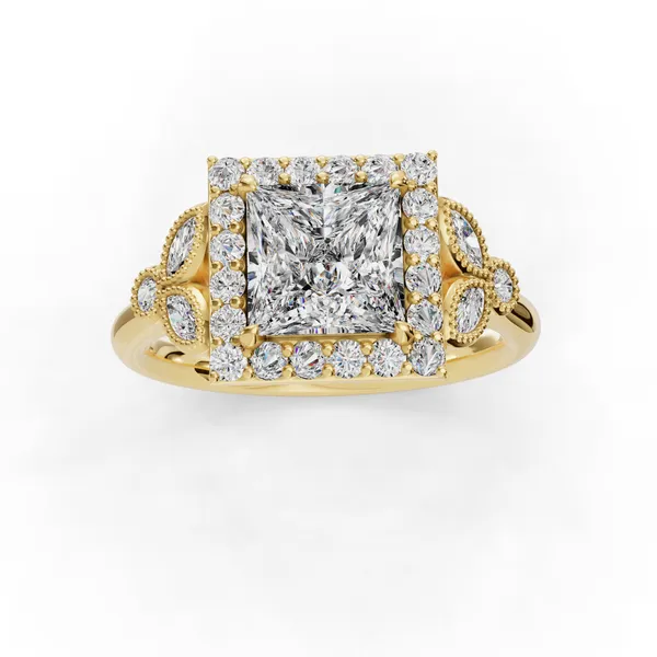 14K Yellow Gold Princess Engagement Ring Setting Image 4 SVS Fine Jewelry Oceanside, NY