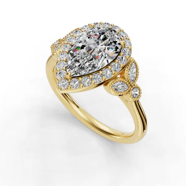14K Yellow Gold Pear Engagement Ring Setting SVS Fine Jewelry Oceanside, NY