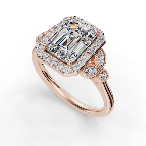 18K Rose Gold Radiant Engagement Ring Setting SVS Fine Jewelry Oceanside, NY