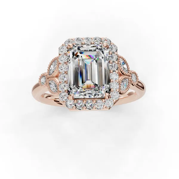 18K Rose Gold Radiant Engagement Ring Setting Image 4 SVS Fine Jewelry Oceanside, NY