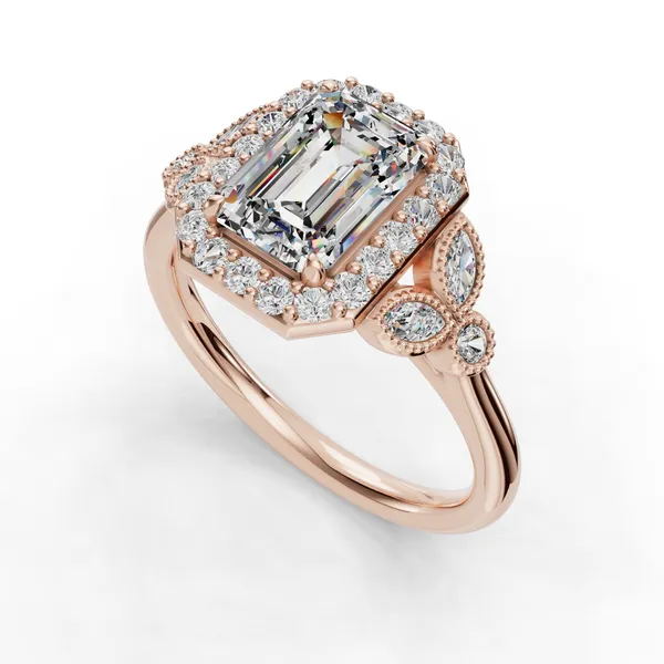 18K Rose Gold Emerald Engagement Ring Setting SVS Fine Jewelry Oceanside, NY