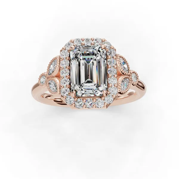 18K Rose Gold Emerald Engagement Ring Setting Image 4 SVS Fine Jewelry Oceanside, NY