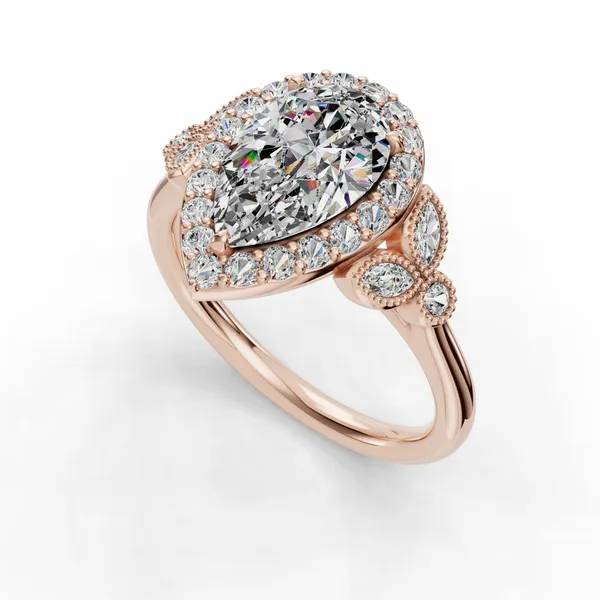 18K Rose Gold Pear Engagement Ring Setting SVS Fine Jewelry Oceanside, NY
