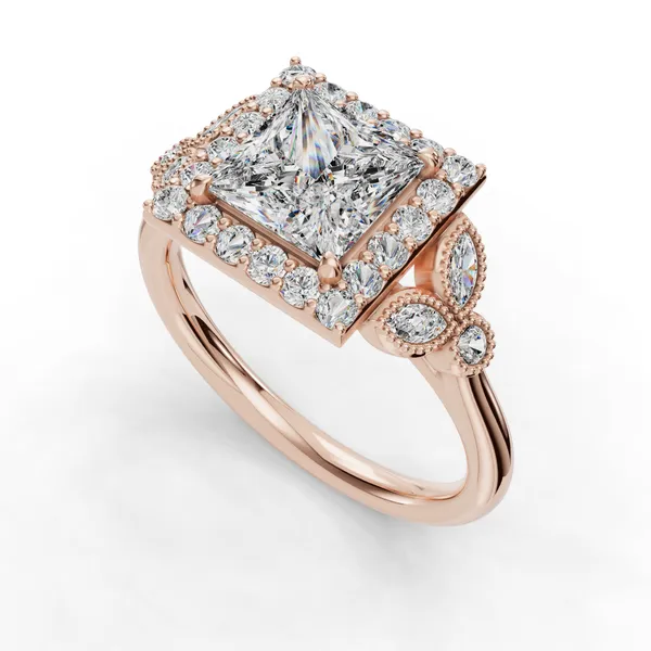 18K Rose Gold Princess Engagement Ring Setting SVS Fine Jewelry Oceanside, NY