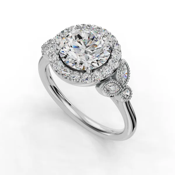 18K White Gold Round Engagement Ring Setting SVS Fine Jewelry Oceanside, NY