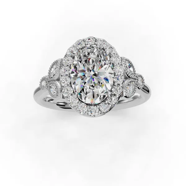 18K White Gold Oval Engagement Ring Setting Image 4 SVS Fine Jewelry Oceanside, NY