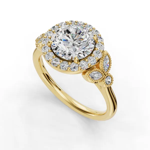 18K Yellow Gold Round Engagement Ring Setting SVS Fine Jewelry Oceanside, NY