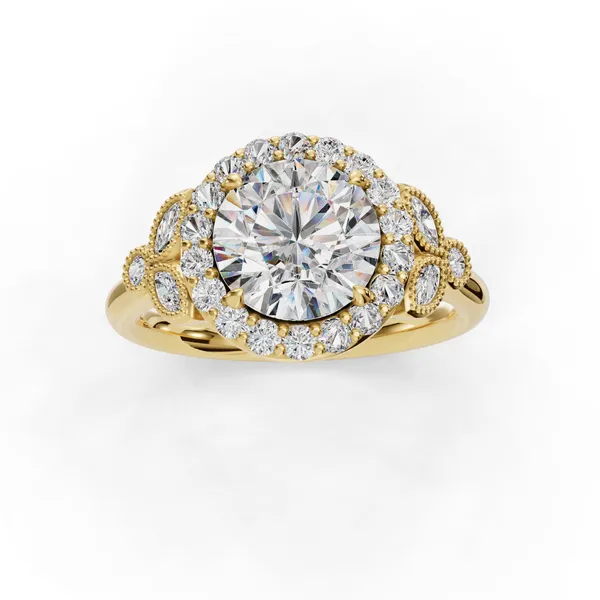 18K Yellow Gold Round Engagement Ring Setting Image 4 SVS Fine Jewelry Oceanside, NY