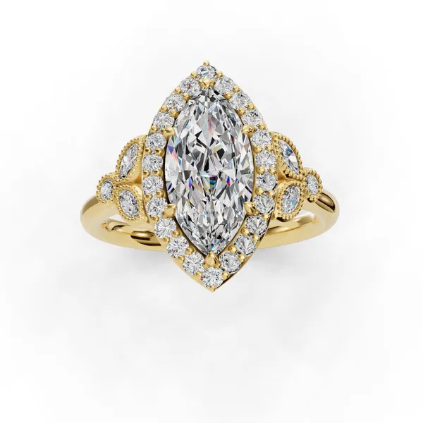 18K Yellow Gold Marquise Engagement Ring Setting Image 4 SVS Fine Jewelry Oceanside, NY