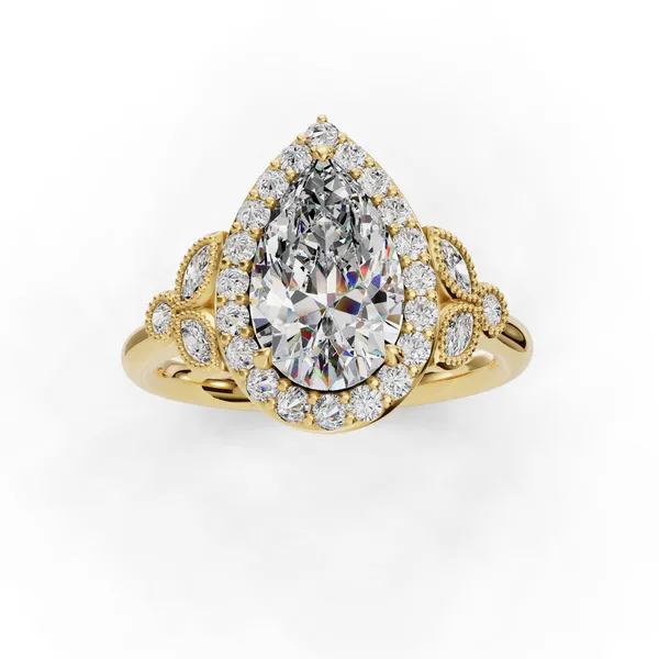 18K Yellow Gold Pear Engagement Ring Setting Image 4 SVS Fine Jewelry Oceanside, NY