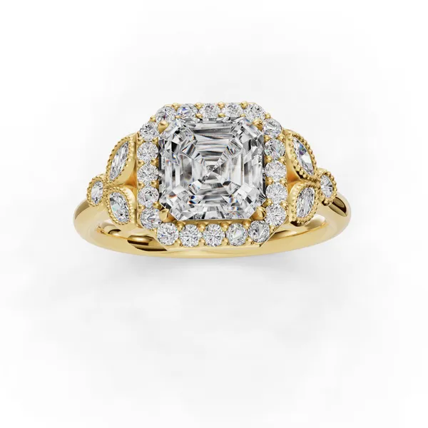 18K Yellow Gold Asscher Engagement Ring Setting Image 4 SVS Fine Jewelry Oceanside, NY