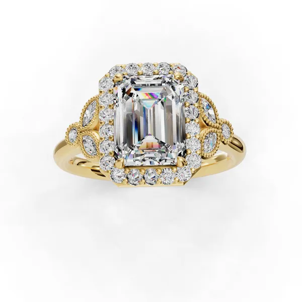 18K Yellow Gold Radiant Engagement Ring Setting Image 4 SVS Fine Jewelry Oceanside, NY