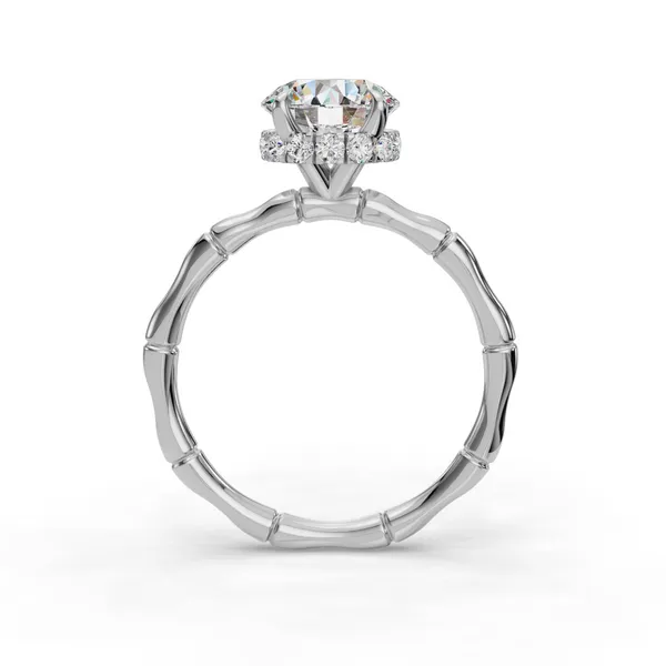 18K White Gold Round Engagement Ring Setting Image 2 SVS Fine Jewelry Oceanside, NY