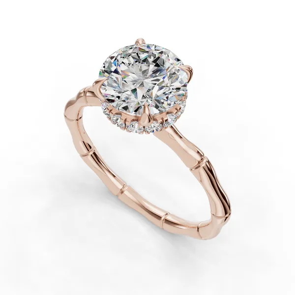 18K Rose Gold Round Engagement Ring Setting SVS Fine Jewelry Oceanside, NY