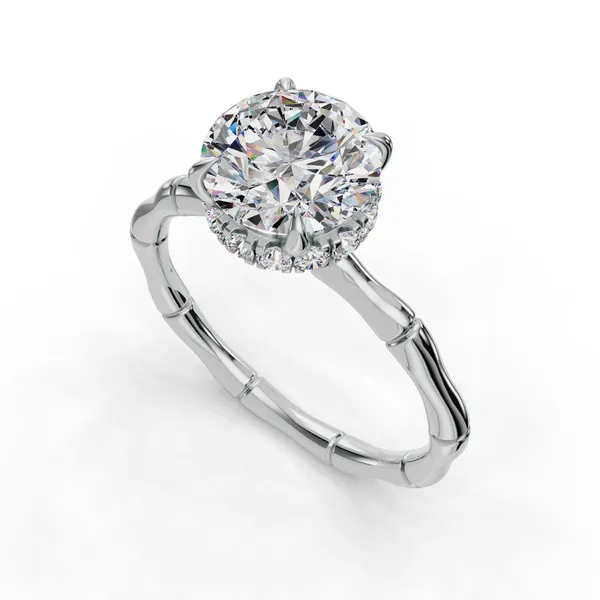 Platinum Round Engagement Ring Setting SVS Fine Jewelry Oceanside, NY