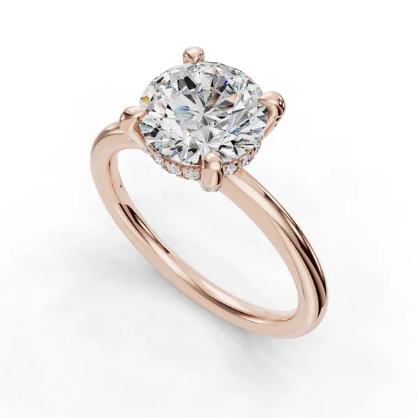 14K Rose Gold Round Engagement Ring Setting SVS Fine Jewelry Oceanside, NY