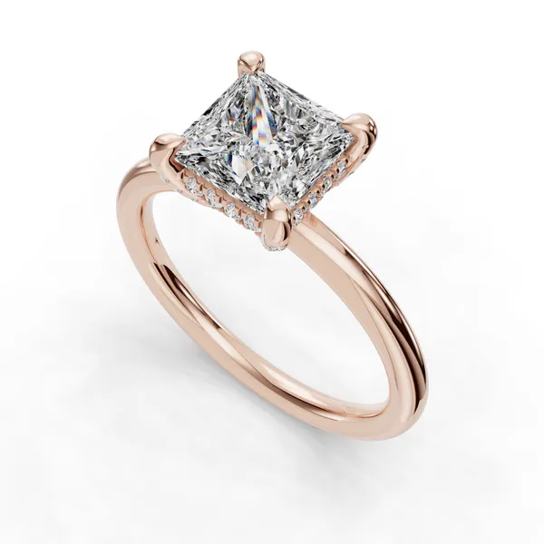 14K Rose Gold Princess Engagement Ring Setting SVS Fine Jewelry Oceanside, NY