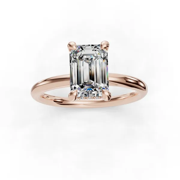 14K Rose Gold Emerald Engagement Ring Setting Image 4 SVS Fine Jewelry Oceanside, NY