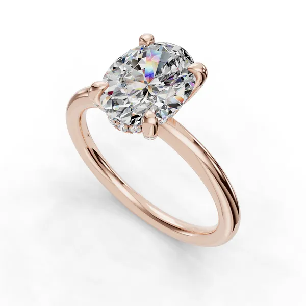 14K Rose Gold Oval Engagement Ring Setting SVS Fine Jewelry Oceanside, NY