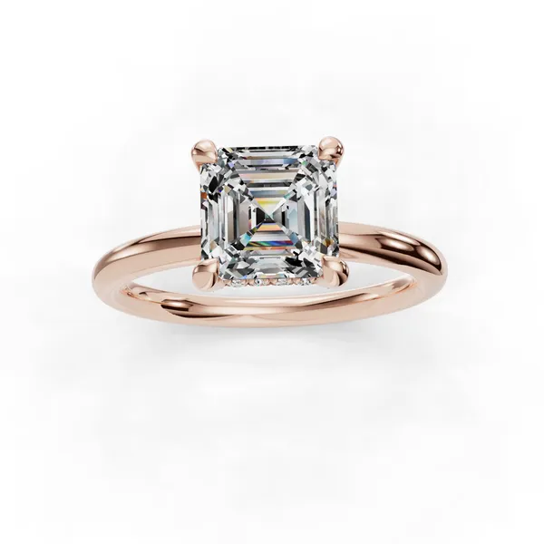 14K Rose Gold Asscher Engagement Ring Setting Image 4 SVS Fine Jewelry Oceanside, NY