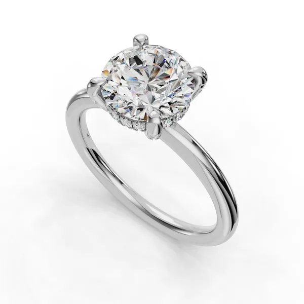 14K White Gold Round Engagement Ring Setting SVS Fine Jewelry Oceanside, NY