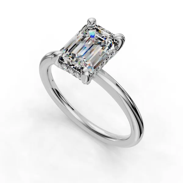 14K White Gold Emerald Engagement Ring Setting SVS Fine Jewelry Oceanside, NY