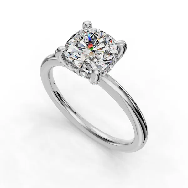 14K White Gold Cushion Engagement Ring Setting SVS Fine Jewelry Oceanside, NY