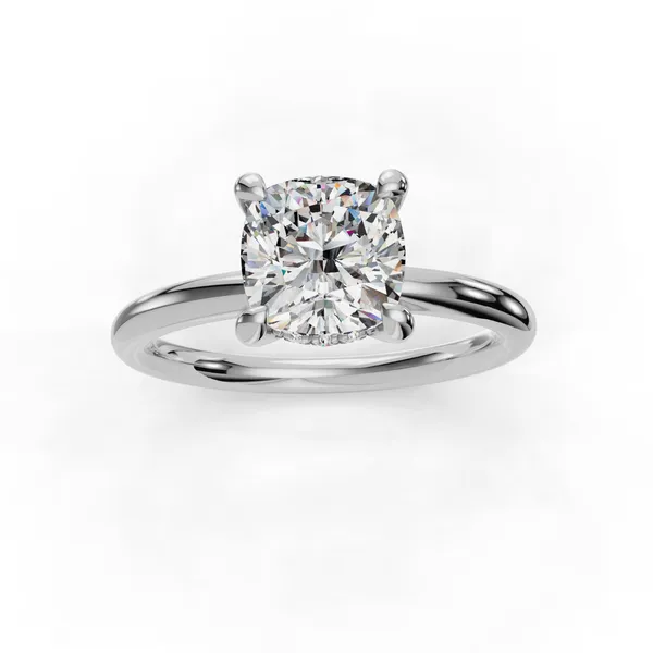 14K White Gold Cushion Engagement Ring Setting Image 4 SVS Fine Jewelry Oceanside, NY
