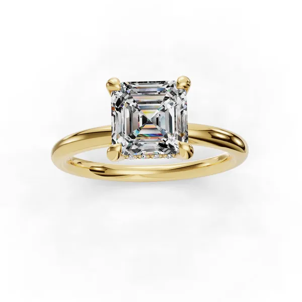 14K Yellow Gold Asscher Engagement Ring Setting Image 4 SVS Fine Jewelry Oceanside, NY