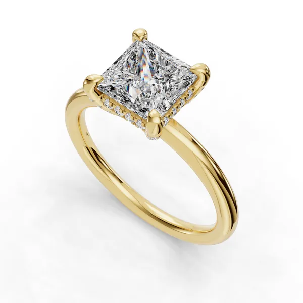 14K Yellow Gold Princess Engagement Ring Setting SVS Fine Jewelry Oceanside, NY