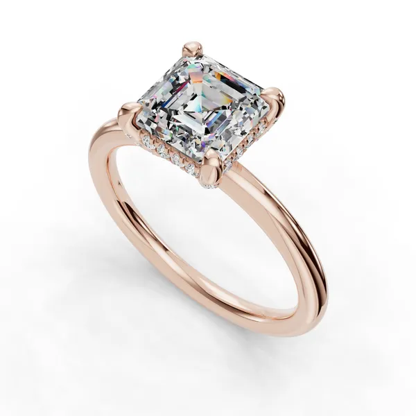 18K Rose Gold Asscher Engagement Ring Setting SVS Fine Jewelry Oceanside, NY