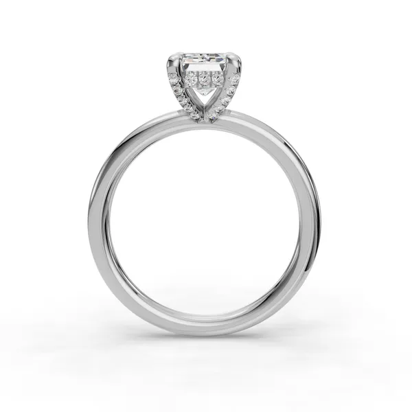 18K White Gold Emerald Engagement Ring Setting Image 2 SVS Fine Jewelry Oceanside, NY