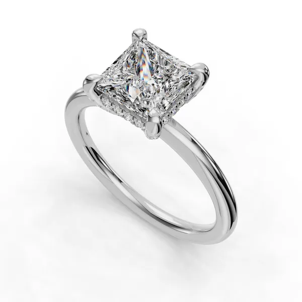 18K White Gold Princess Engagement Ring Setting SVS Fine Jewelry Oceanside, NY