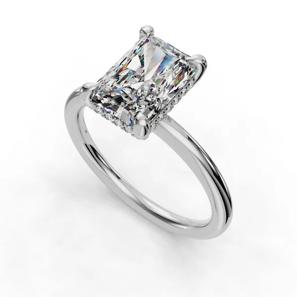 18K White Gold Radiant Engagement Ring Setting SVS Fine Jewelry Oceanside, NY