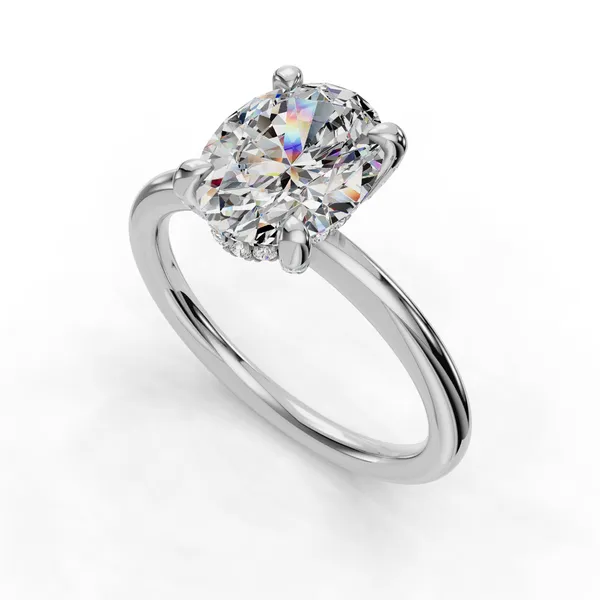 18K White Gold Oval Engagement Ring Setting SVS Fine Jewelry Oceanside, NY